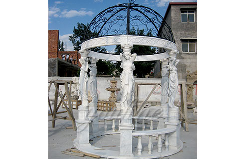 2017 popular marble carving figure stone gazebo