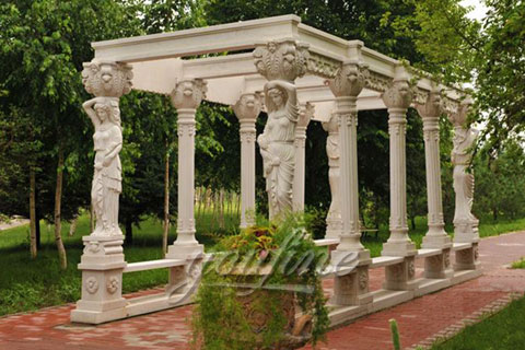 Hand carved natural stone marble garden gazebo for sale