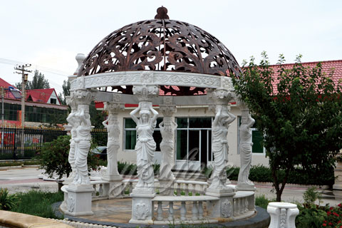 Hot sale outdoor white marble gazebo with lady