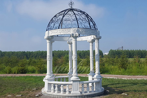 Outdoor Garden Ornament hand carved white stone gazebo