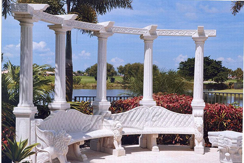 Outdoor garden decorative marble gazebo with bench