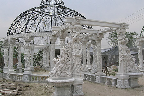 Popular designs outdoor marble carving garden luxury gazebo